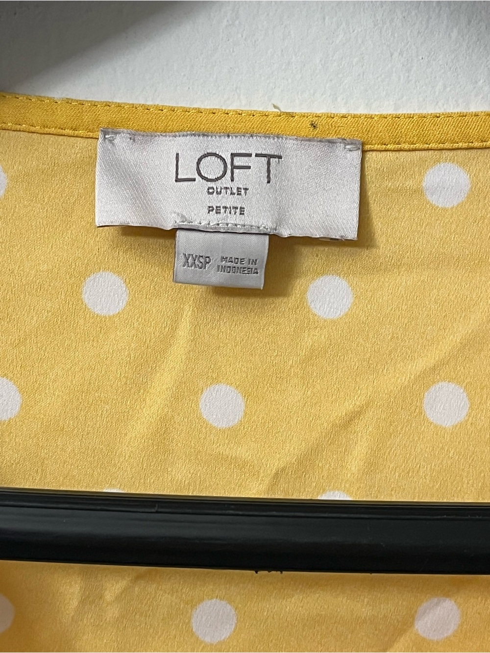 LOFT Yellow White Polka Dot V-Neck Peplum Blouse XXS - Picture 3 of 4